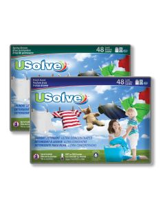 Feuilles détergentes à lessive USolve™ - Combo Fragrances - 48 brassées - En emballage SANS PLASTIQUE (ENS. DE 2 AU TOTAL 96 BRASSÉES)