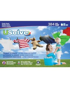 Feuilles de détergent à lessive USolve™ Parfum Frais - Super Lot de 384 Brassées (1 an)- Sans Plastique - Livraison Gratuite directement à votre porte
