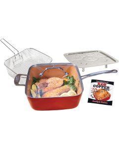 Red Copper Non-Stick Square Ceramic Cookware 5 Piece Set 